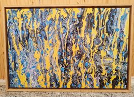 Abstrakter Kunstdruck, Unikat, Leinwand, gerahmt