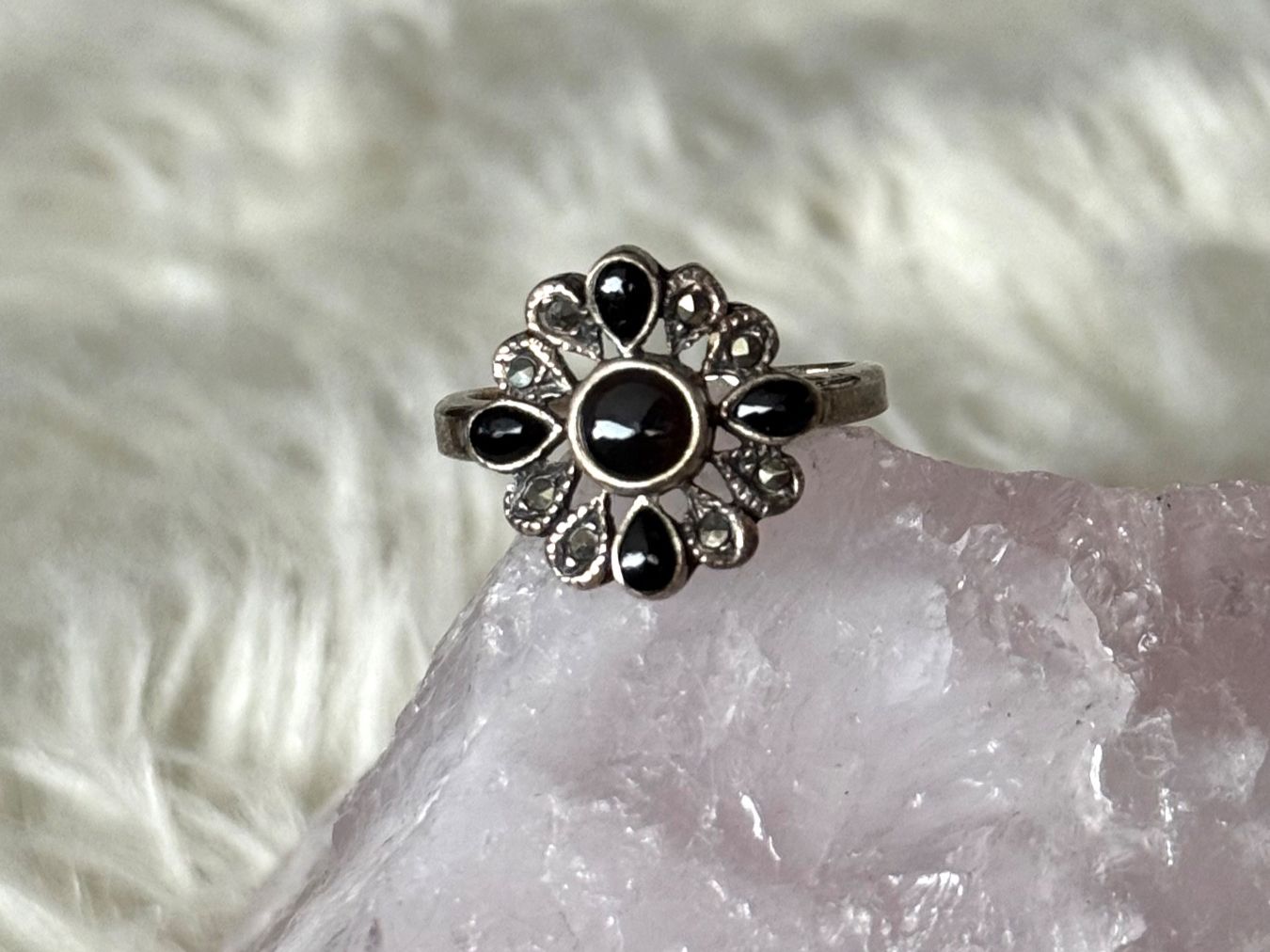 Anelli: Vintage Silberring 925 mit schwarzem Stein – Usato da Istighofen venduto da Ringparadies