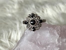 Vintage Silberring 925 mit schwarzem Stein