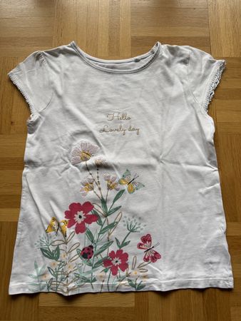 Sommerliches Mädchen T-Shirt mit Blumen, Grösse 128