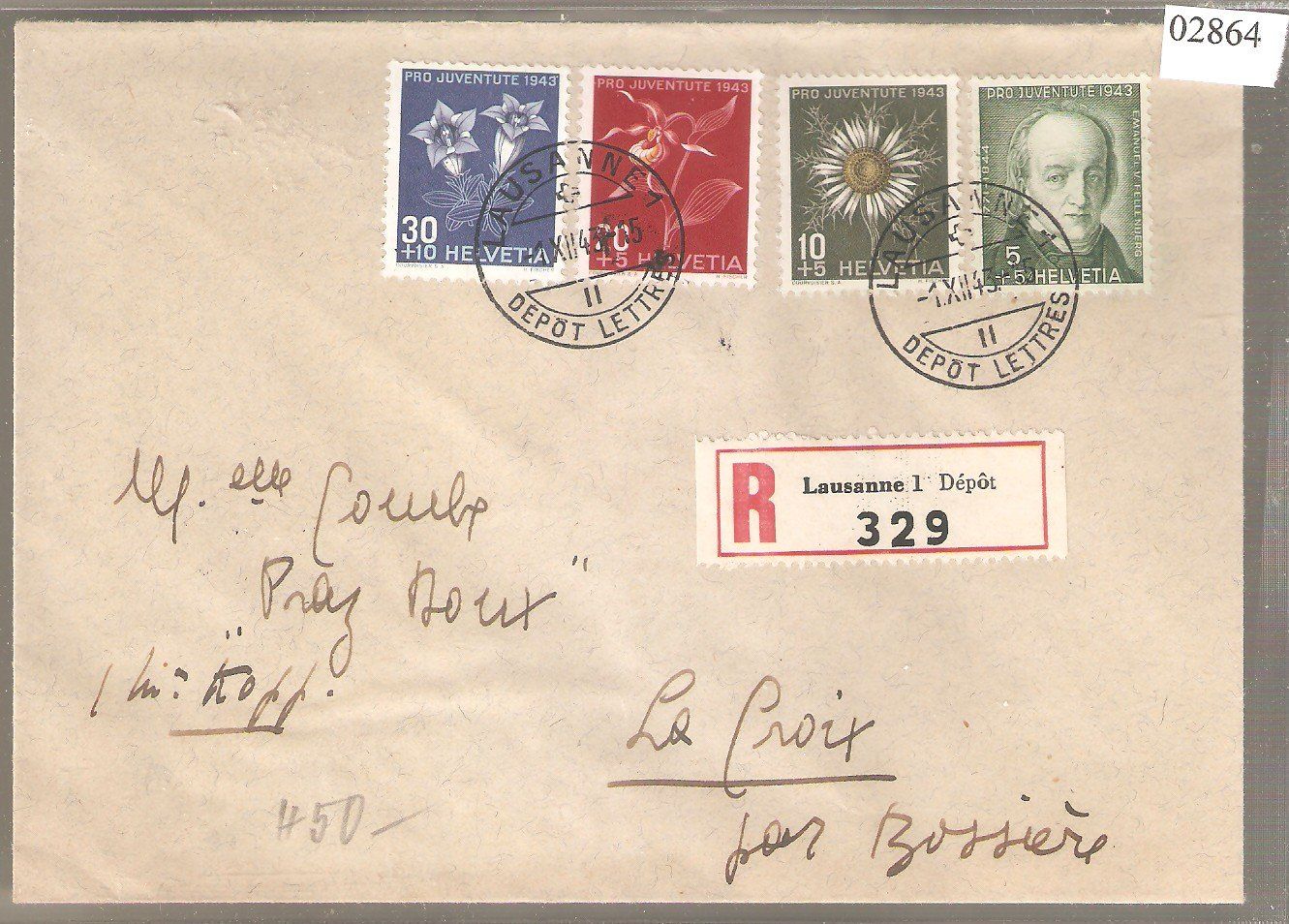 Tutti i francobolli: PJ 1943 R-FDC – Usato da Lausanne venduto da Whorvath