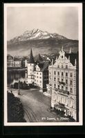 AK Luzern, Hotel du Cygne mit Pilatus