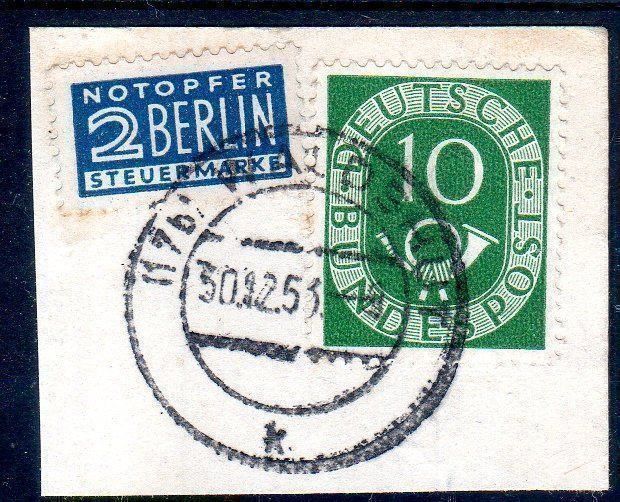 Alle Briefmarken: NOTOPFER BERLIN AB CHF 1.00 -  FRAGMET GESTEMPELT - A308 – Gebraucht aus Losone von EM2019
