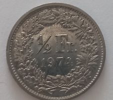 50 Rappen 1974  (Fehlprägung 180° Rückseite auf dem Kopf)