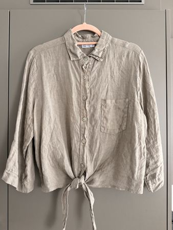 100% Leinenbluse, onesize, taupe