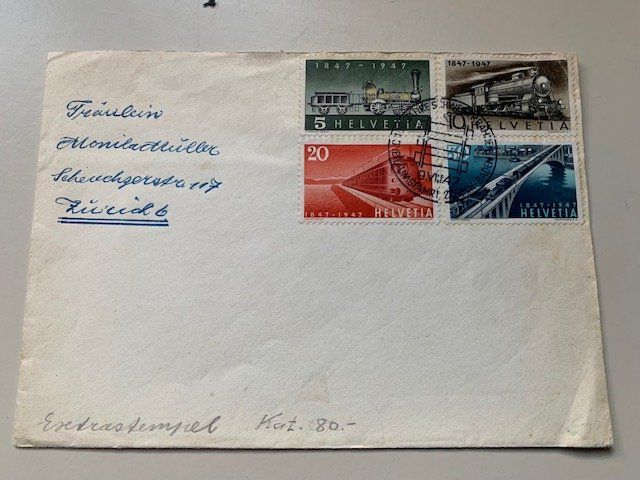 Tutti i francobolli: Lettre Centenaire Chemin de fer 1947 – Usato da Delémont venduto da Trimbolo