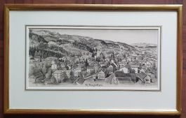 St.Margrethen - Litho im Goldrahmen