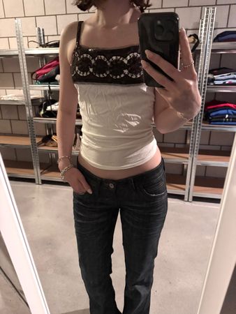 vintage top white/brown