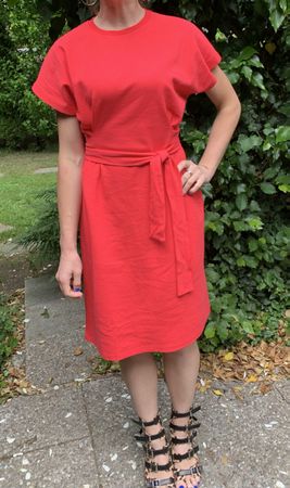 Replay, abito -cotone rosso con cintura-tgM/L-nuovo