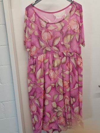 Damen Sommerkleid geblümt rosa L guter Zustand