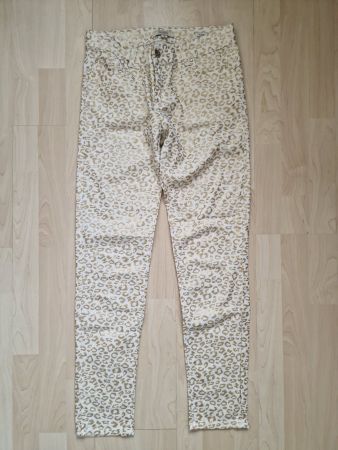 Damen Hose Fracomina Skinny Stretch Gr. S Weiss Gold Leo