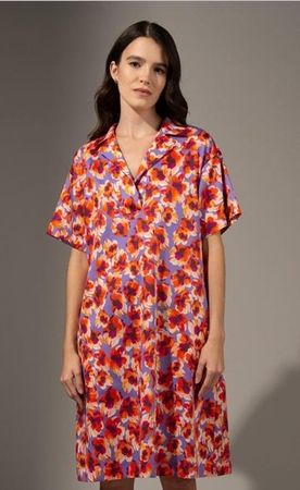Piu & Piu Sommer KA Kleid 100% BW Blumen rot rosa lila Gr 40