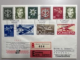 1945 Spende für Kriegsbeschädigte ExpressBrief Mischfranka.