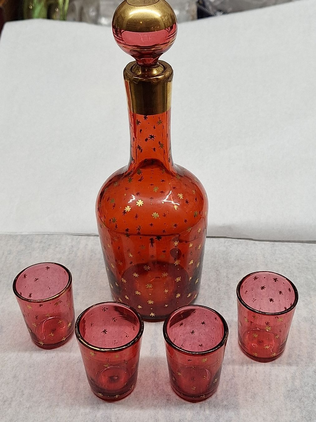 Set di piatti: Antikes Liköre Set , Glas, Vergoldung – Usato da Rheinfelden venduto da Cleopatra2000