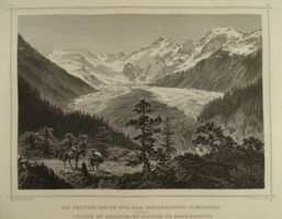 BERNINA-KETTE & MORTERATSCH-GLETSCHER, STAHLSTICH ROHBOCK