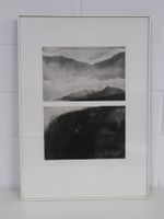 Lithographie zweigeteilt Schwarz-Weiß gerahmt