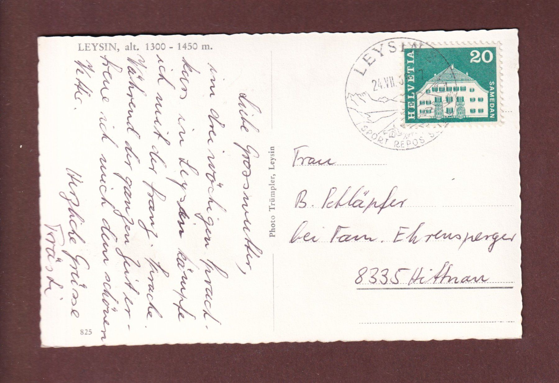 Cartoline postali: LEYSIN - Vue partielle - 1969 – Usato da Pully venduto da nicecards-shop 1