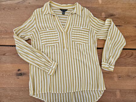 Weiss-gelb gestrifte Bluse, Grösse 36-38