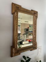 Très Ancien Miroir Biseauté Cadre Doré