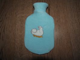 Wärmeflasche hellblau mit Bärenmotiv, neu