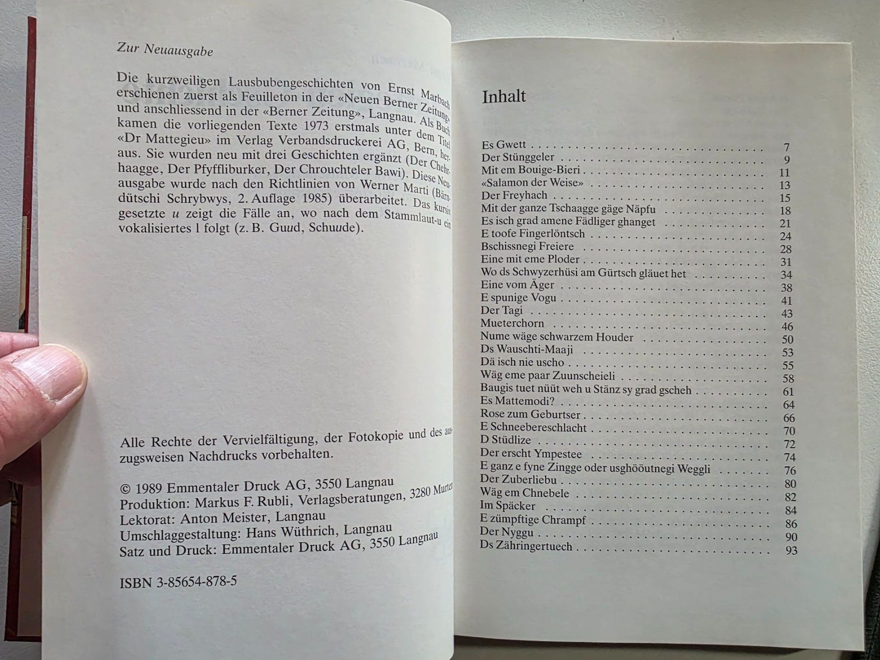 Libri: Mattegieu Gschichte - Ernst Marbach - 1989 – Usato da Walterswil BE venduto da Lonitti 4