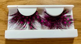 Augenwimpern schwarz mit Pinken Tupfen, Party