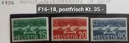 Fp10) F16-18, Gedenkmarken postfrisch Kt. 35.-