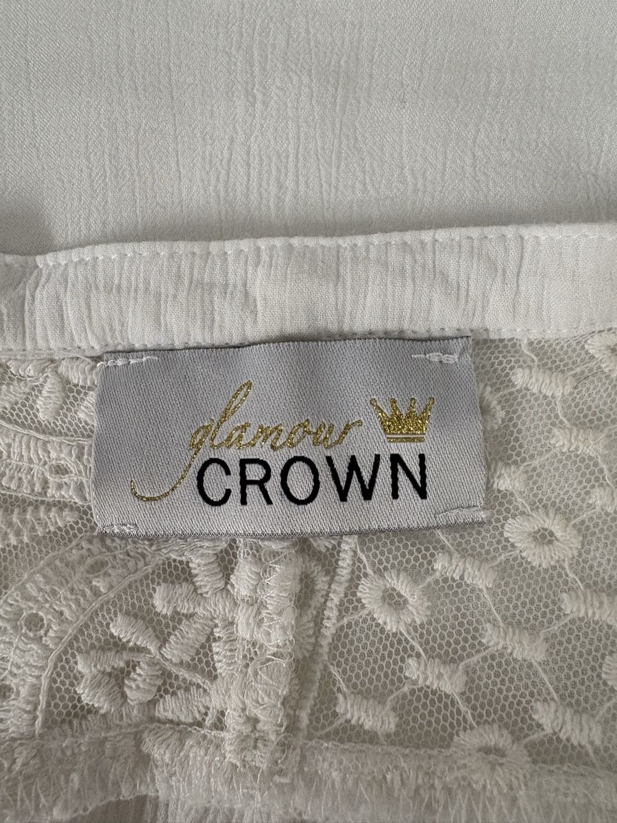 Camicette: Glamour Crown Bluse Gr. 40 Weiss mit Spitze Viskose – Usato da Regensdorf venduto da secondchancefashion 4
