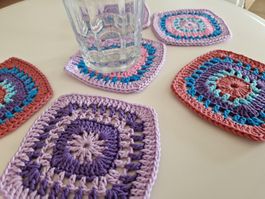 Häkel Coaster Glas Tassen Untersetzer Deko Lavender