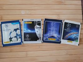 4 X Panini Champions League Sticker Tüten, diverse Jahrgänge