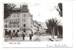 Gruss aus Zug - Altstadt - Hotel Rigi - Fuhrwerk - 1902
