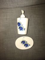 Distributeur savon et porte savon poisson décoratif porce...