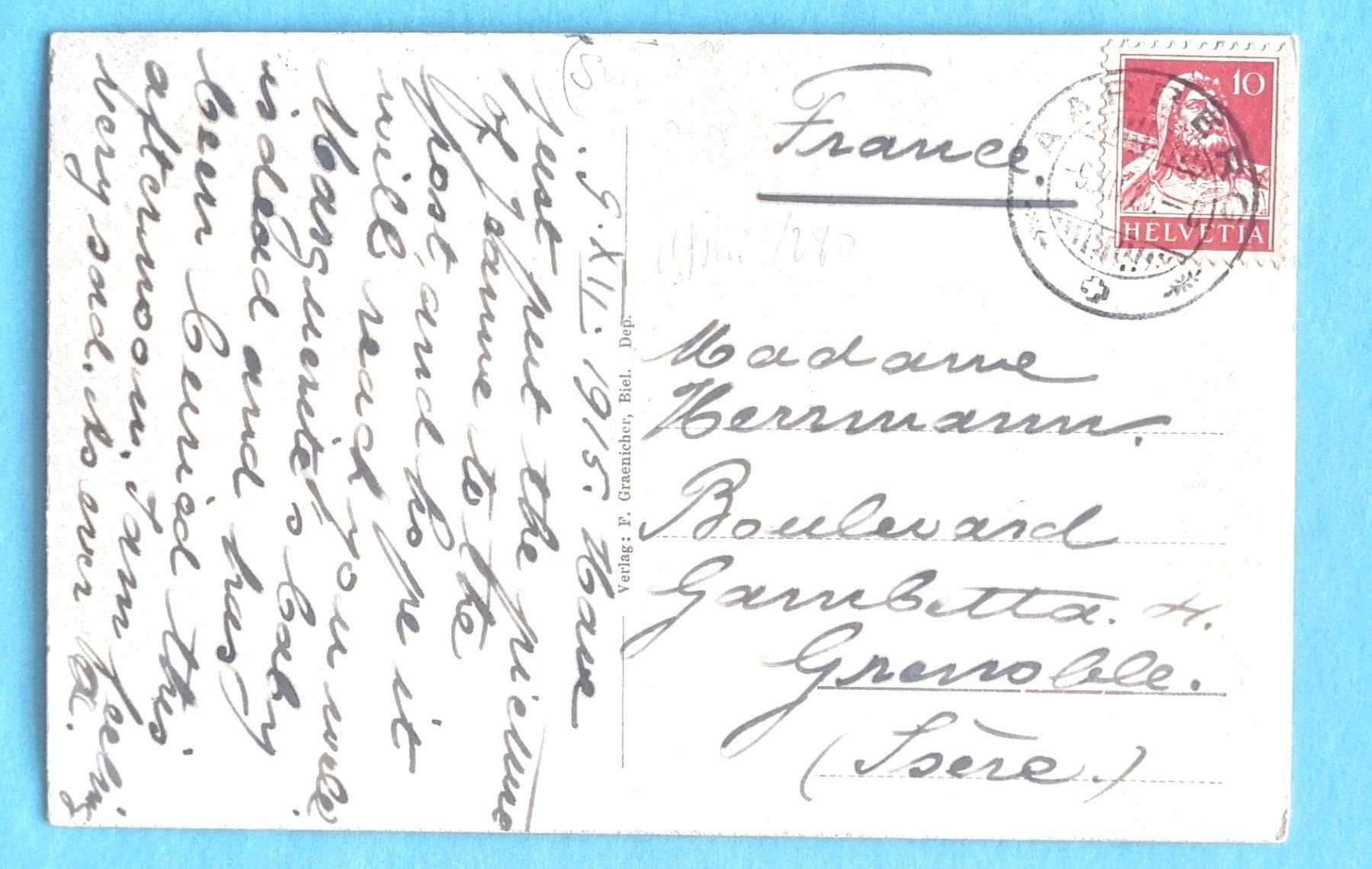 Cartoline postali: Ligerz - Drahtseilbahn - 1915 – Usato da Rothrist venduto da RROENK 1