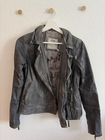 M.O.D Miracle of Denim Lederjacke Grau Bikerjacke ca. XS/S