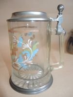 Bierhumpen Haldengut Sammel 1988 Bier Krug Glas m Zinndeckel