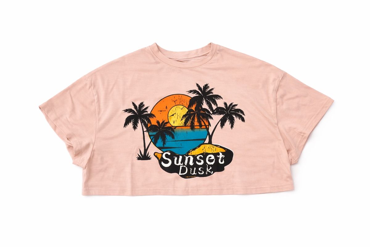 Top: CROP TOP ROSE IMPRIMÉ SUNSET DUSK – Nuovo (secondo la descrizione) da Lausanne venduto da KeNaChic 1