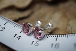 Topas Pink     Rund  5mm  Pink   Ohrstecker   925 Silber