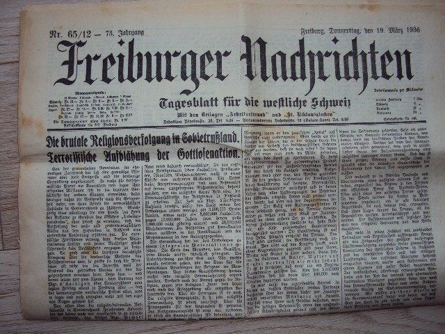 Riviste & Magazine: Freiburger Nachrichten 1936 – Usato da Ennetbürgen venduto da meichtri