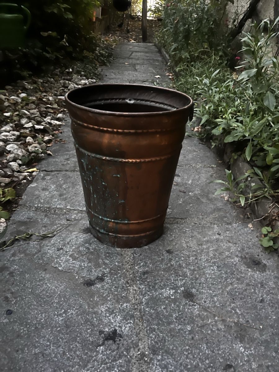 Pentole: Antiker zylindrischer Kupfer-Eimer / Übertopf 43 cm – Usato da Möhlin venduto da mil_h55x 1