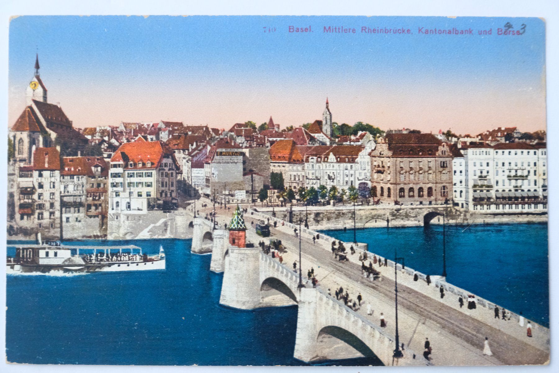 Cartoline postali: 2 Ansichtskarten Basel Mittlere Brücke um ca. 1920 – Usato da Ehrendingen venduto da nicoro50 2