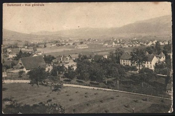 Cartoline postali: AK Delémont, Vue générale, 1910 – Usato da Berlin venduto da bartko-reher