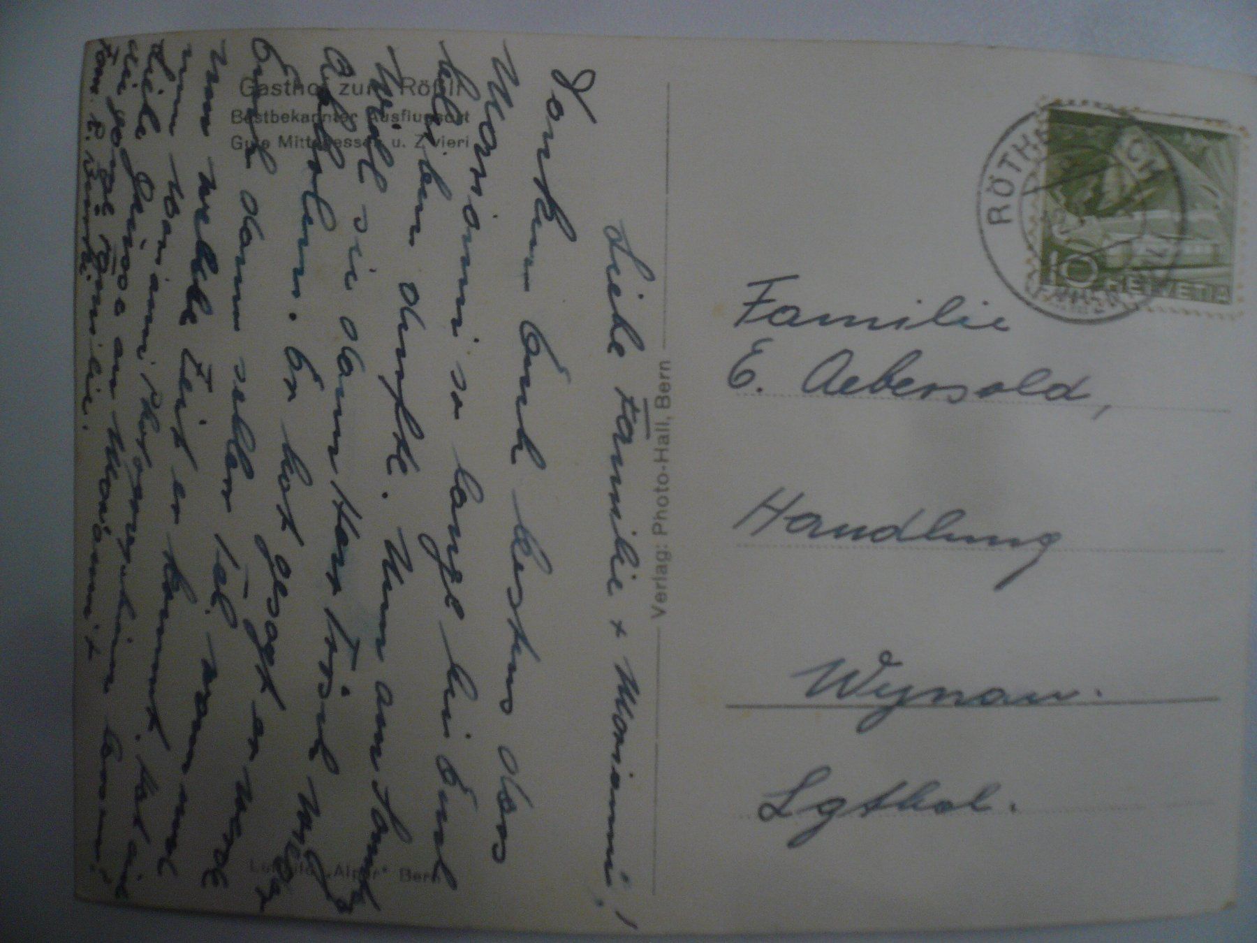 Cartoline postali: FliegerAK RÖTHENBACH – Usato da Oberhofen am Thunersee venduto da luuping99 1