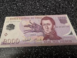 2000 Pesos Chile Banco Central Banknote 2004 guter Zustand