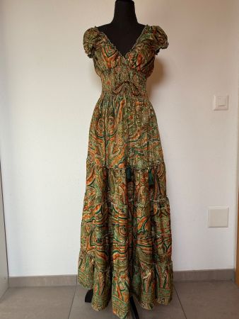 Boho Maxi Stufenkleid aus Seide