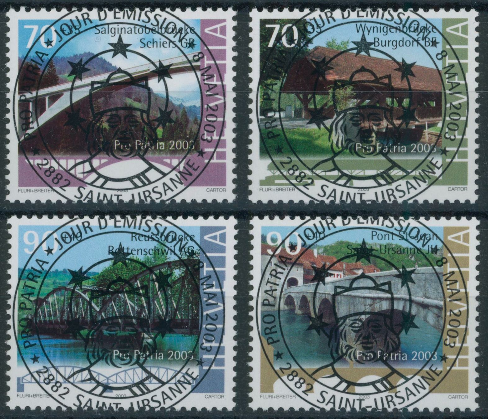 Alle Briefmarken: 2003 - Pro Patria - Ersttag Voll Stempel ET – Gebraucht aus Schindellegi von leecollect