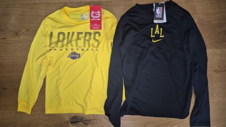 2 Original LA Lakers Shirts, Langarm, US8 und US10/12