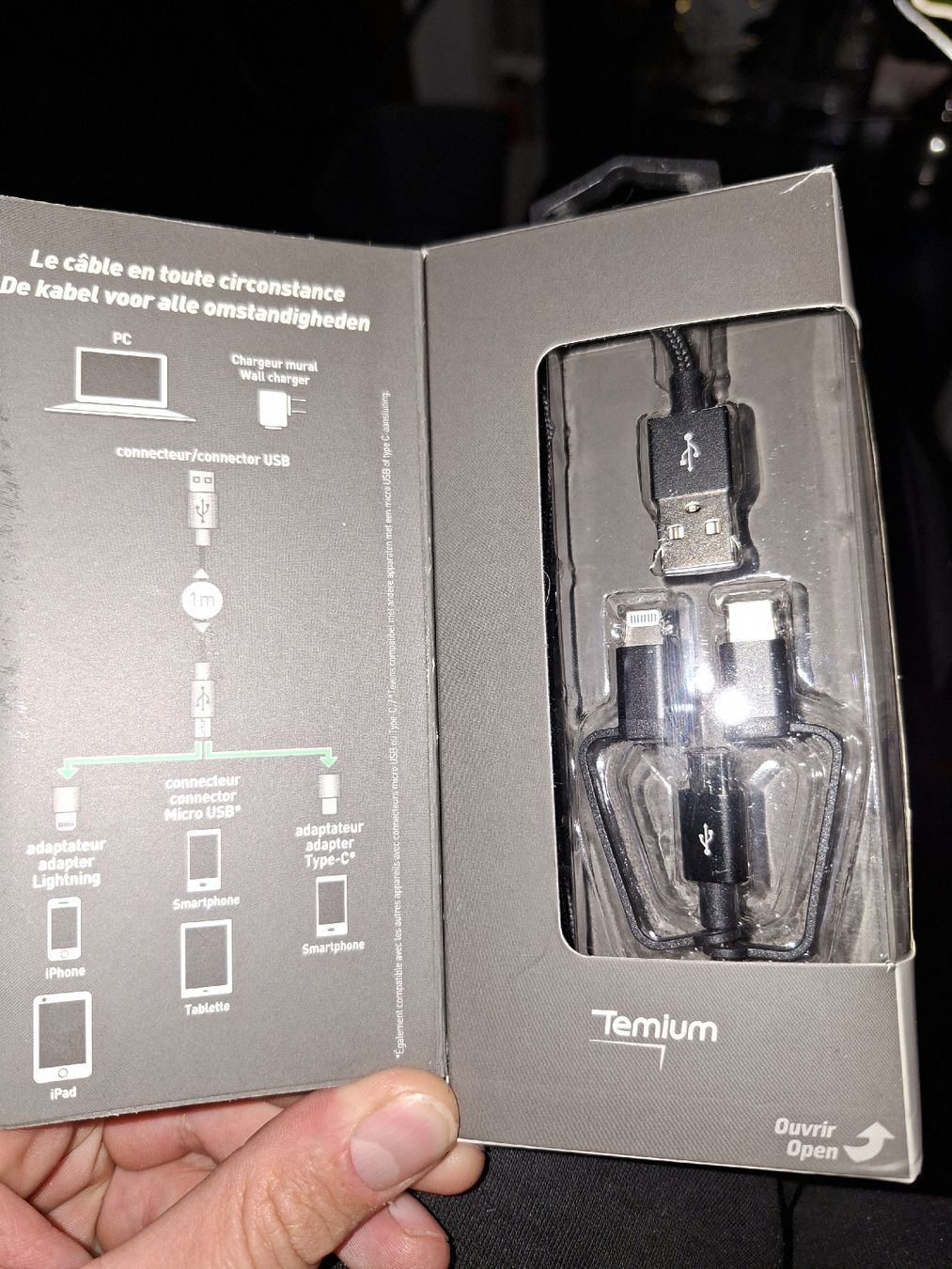 Caricabatterie: Câble Temium 3 en 1, Lightning, USB-C, Micro USB, 1m – Nuovo (secondo la descrizione) da Tannay venduto da v1n1p00h 1
