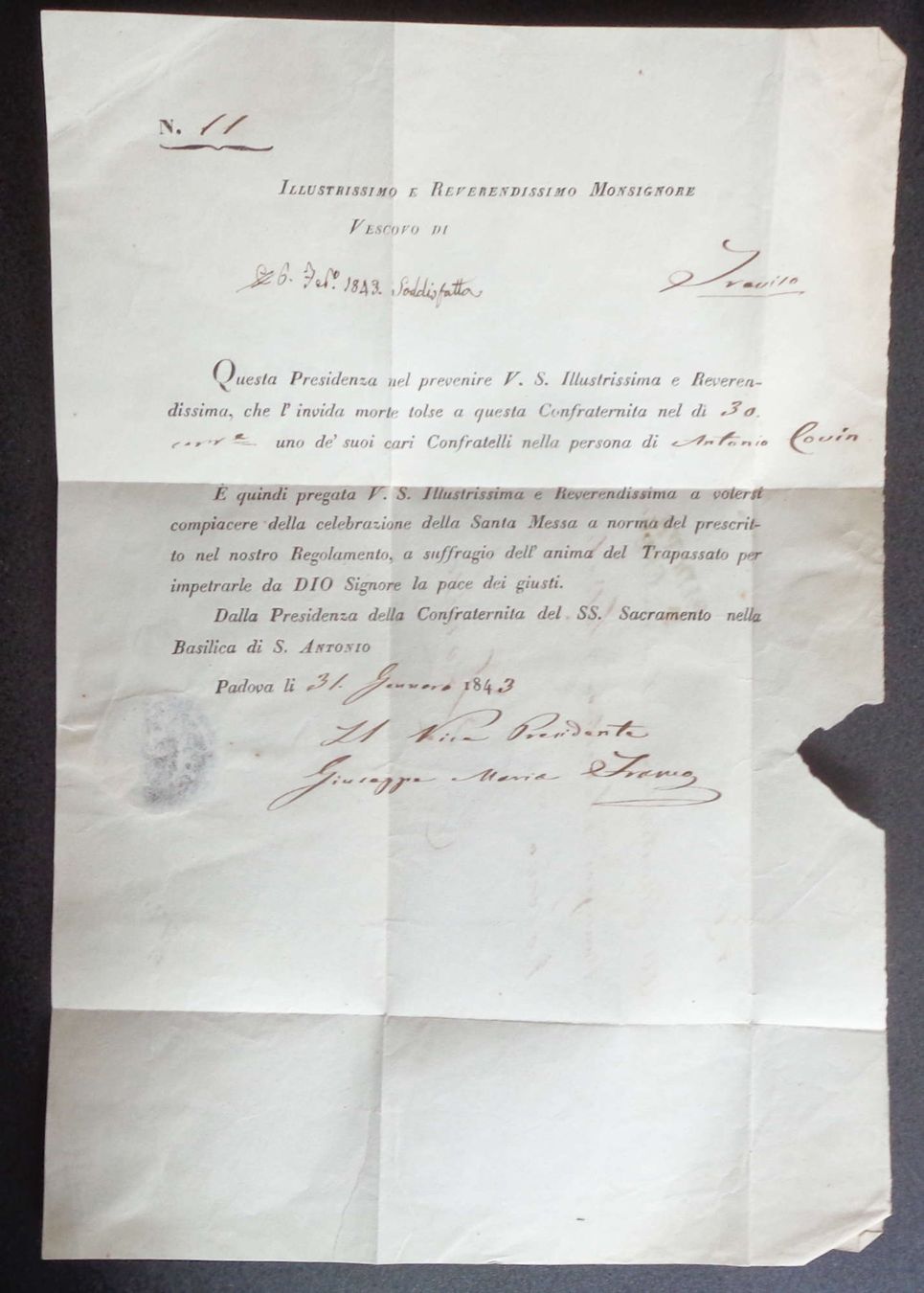 Tous les timbres: 1843: Lettera da PADOVA a TREVISO – D'occasion à Le Locle par timbrettino 2