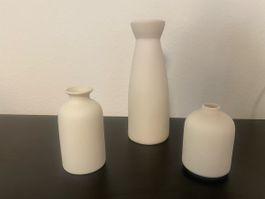3er Set dekorative Vasen in Weiss – modernes Design