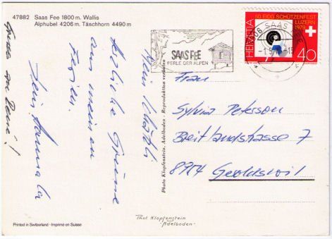 Cartoline postali: Saas Fee mit Alphubel & Täschhorn – Usato da Binningen venduto da Mountainrider 1